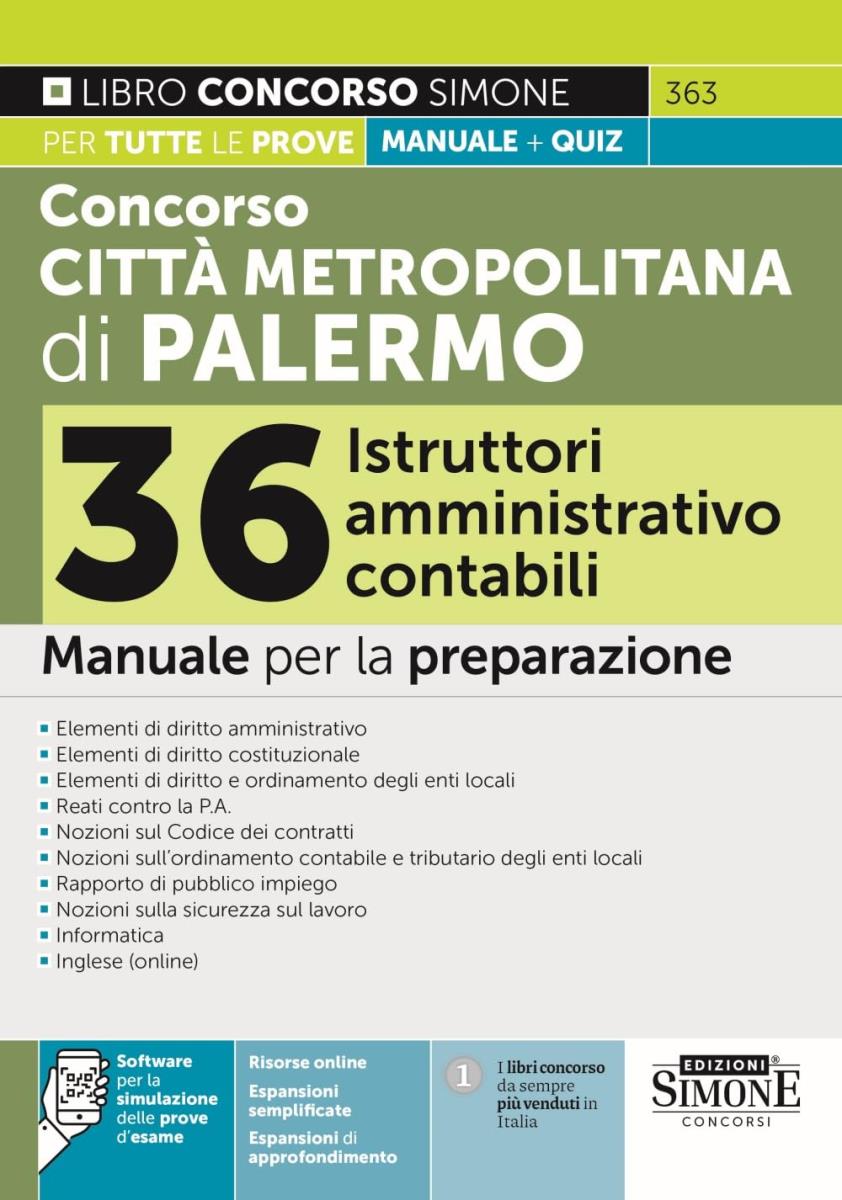 Concorso Città Metropolitana di Palermo 36 Istruttori Amministrativo-contabili di /immagini/libri/9788891437570.jpg