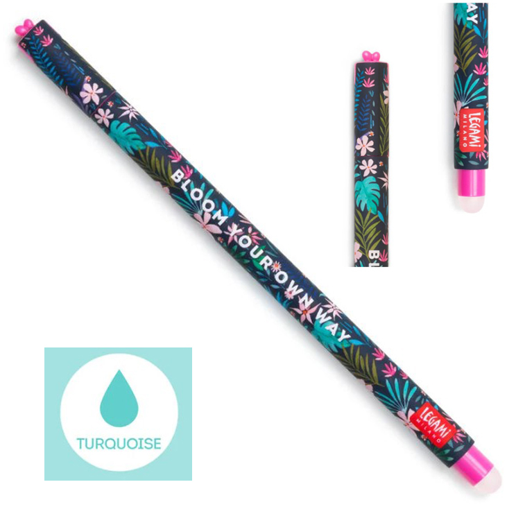 PENNA GEL CANCELLABILE ERASABLE PEN FLORA - LEGAMI di /immagini/libri/Penna_gel_cancellabile_erasable_pen_flora_turchese_legami.jpg
