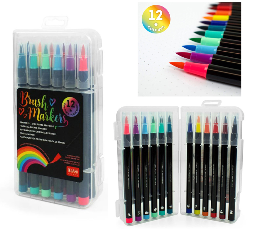 Set di 12 Pennarelli con Punta Pennello - Brush Markers - LEGAMI di /immagini/libri/set_12_pennarelli_con_ounta_pennello_brush_marker_legami.jpg