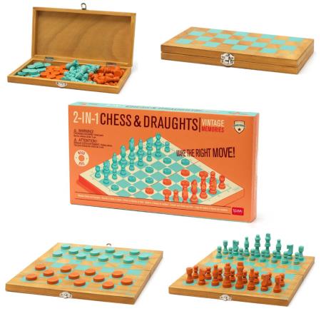 copertina del libro 2 in 1 scacchi e dama Vintage Memories chess draughts - LEGAMI di aa.vv.